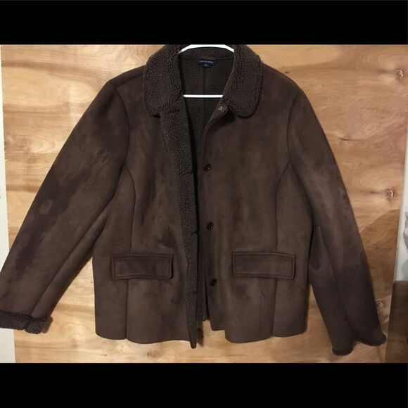 Lands' End Jackets & Blazers - Lands End ladies xl faux suede Sherpa brown jacket